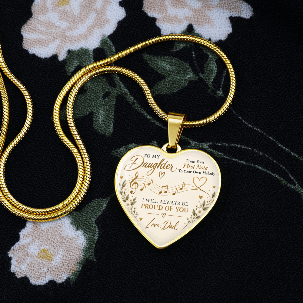 To My Daughter – From Your First Note Heart Necklace