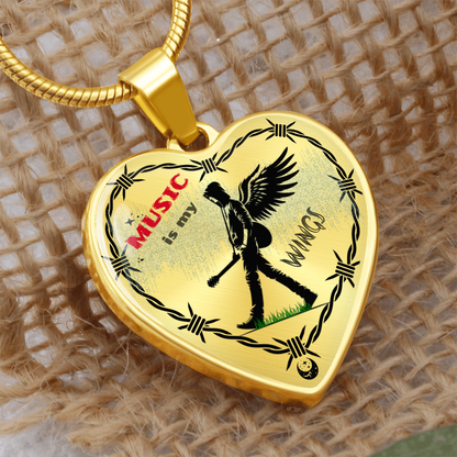 Music Is My Wings Necklace – Guitar Angel Heart Pendant