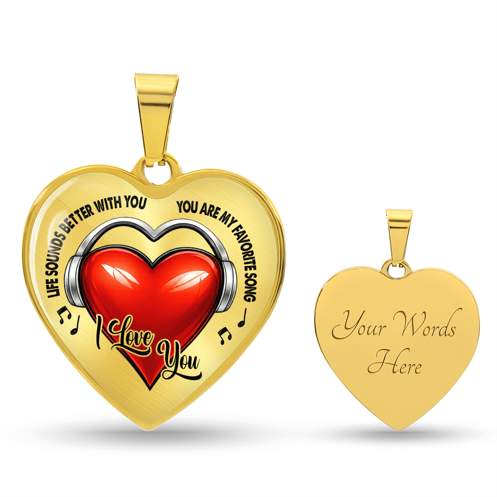 Love Song Heart Necklace – Music Love Message Gift