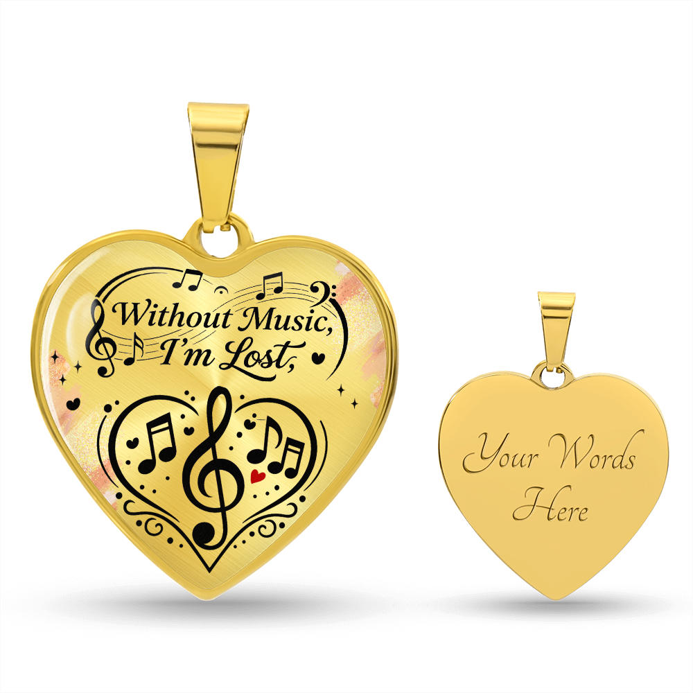 Without Music I'm Lost – Classic Heart Necklace
