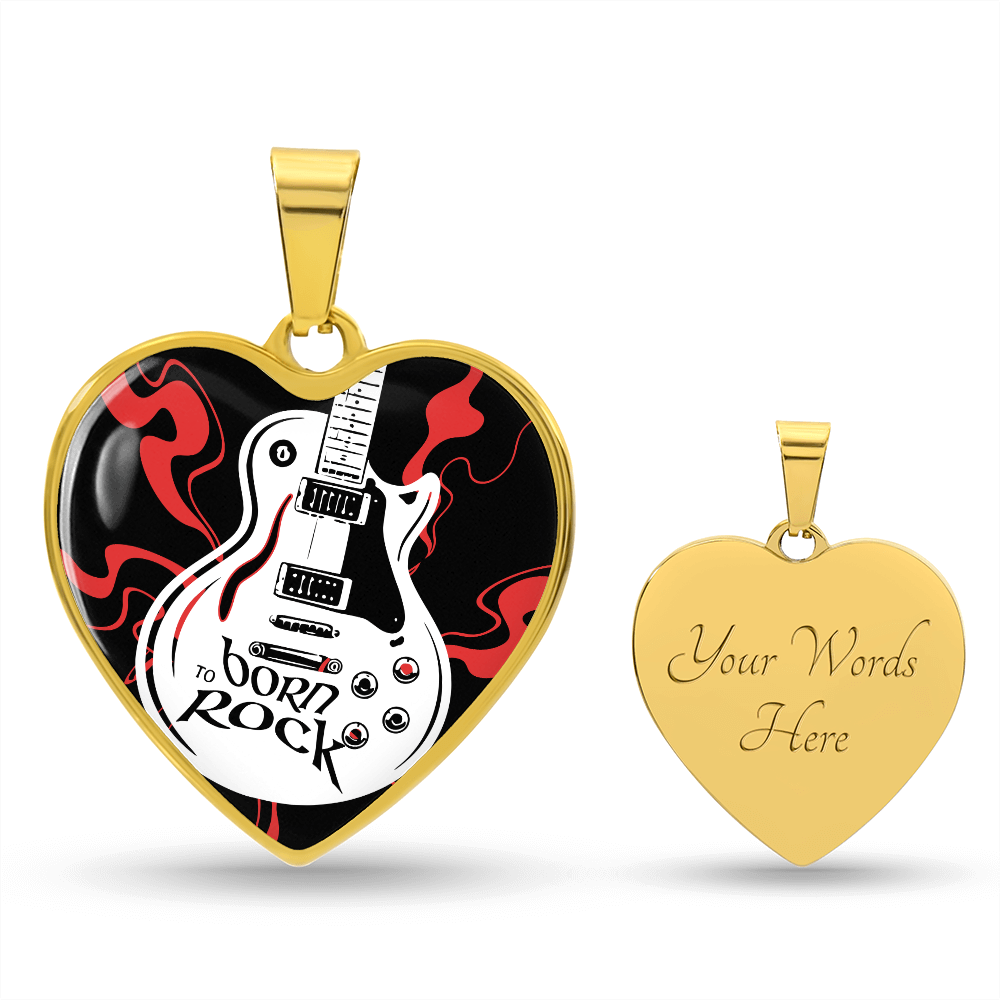Born to Rock Heart Guitar Necklace