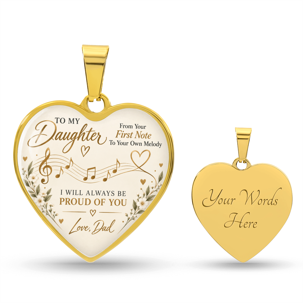 To My Daughter – From Your First Note Heart Necklace