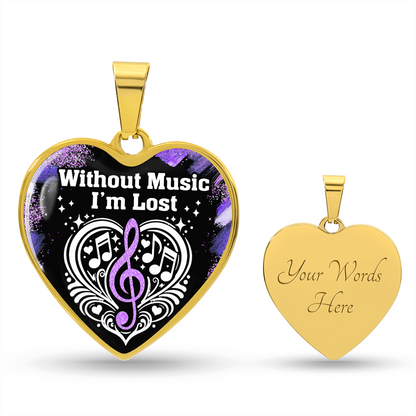 Without Music I'm Lost – Black Heart Music Necklace