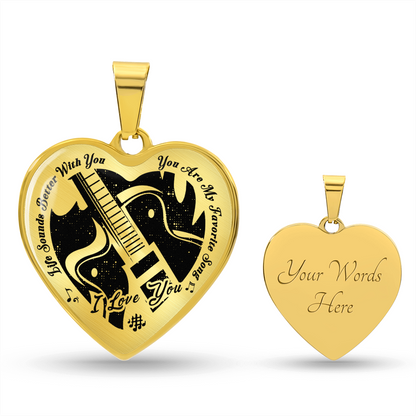 Life Sounds Better With You Personalized Guitar Necklace