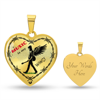 Music Is My Wings Necklace – Guitar Angel Heart Pendant