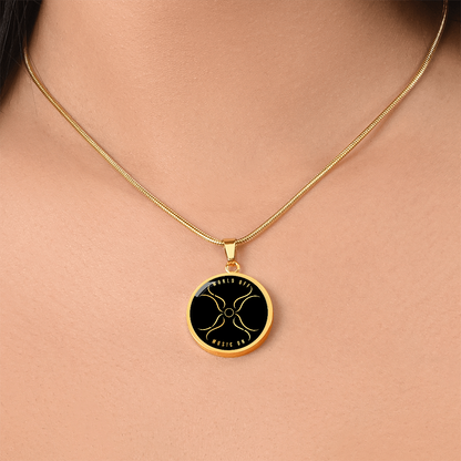 World Off Music On Circle Pendant Necklace