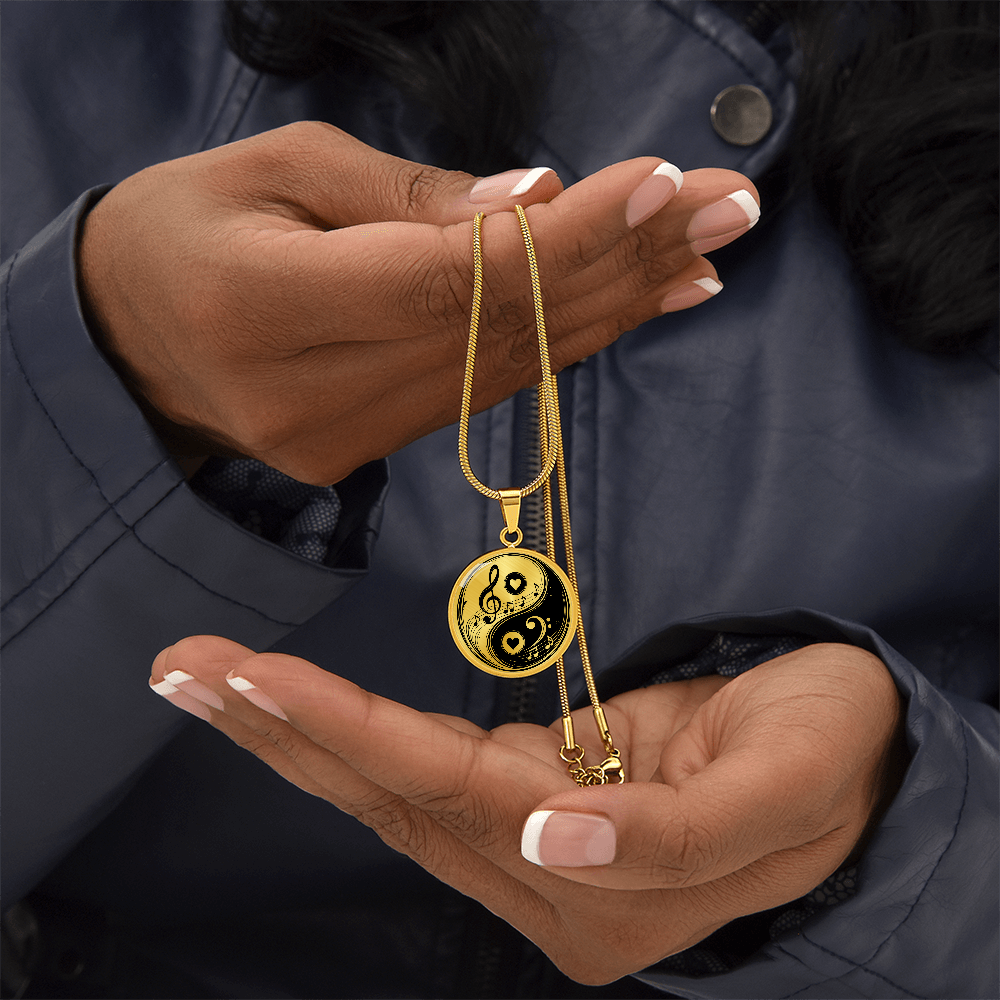 Yin Yang Music & Love Necklace – Treble & Bass Clef Pendant