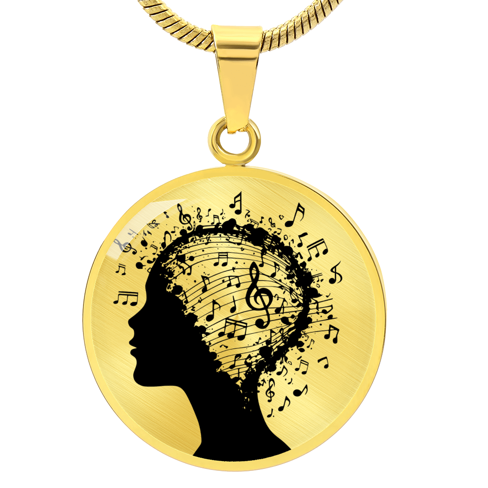 Music In My Min Engraved Circle Necklace