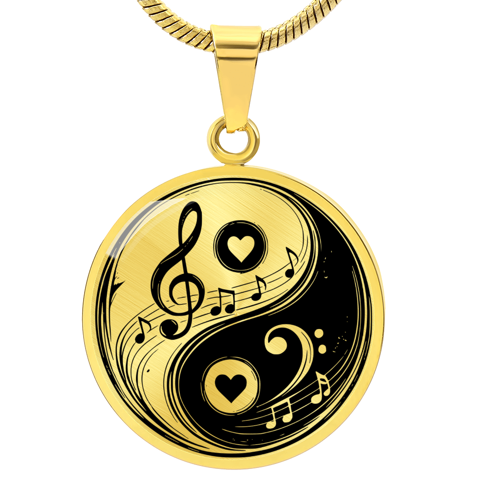 Yin Yang Music & Love Necklace – Treble & Bass Clef Pendant