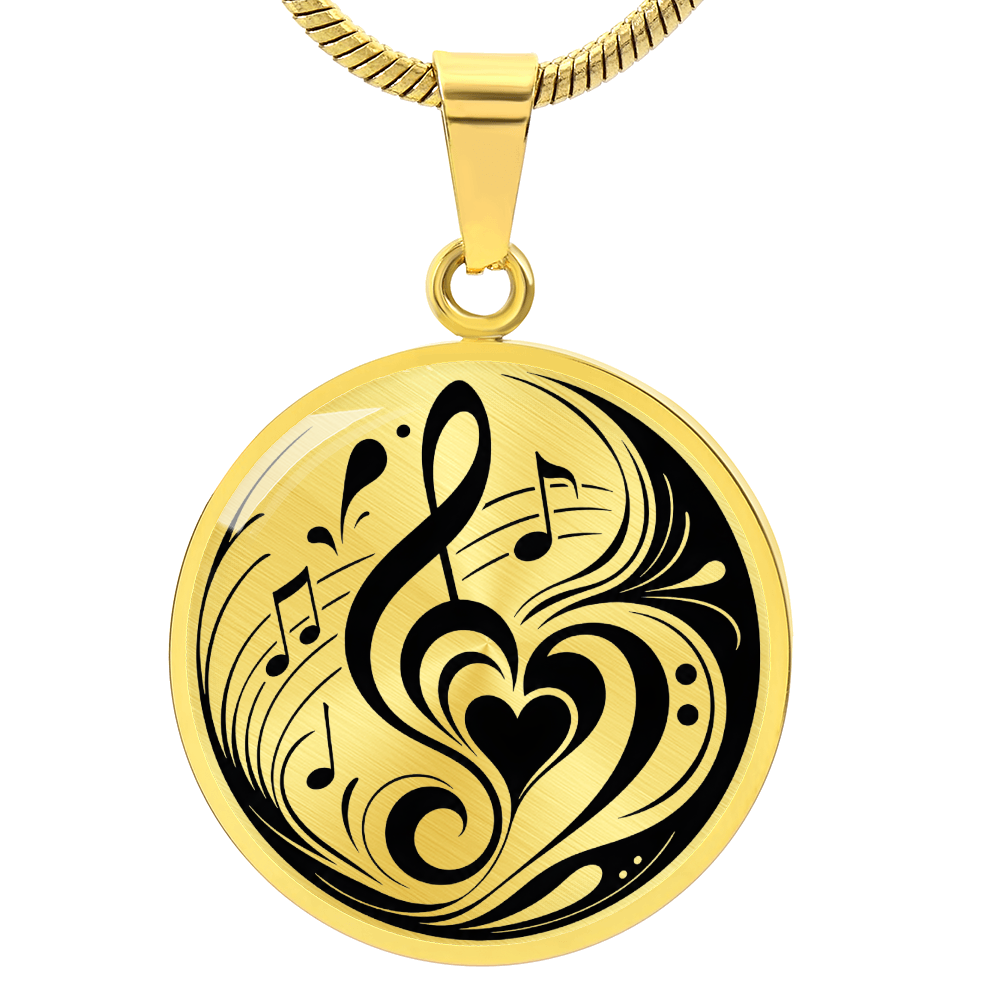 Heart of Music Circle Pendant Necklace