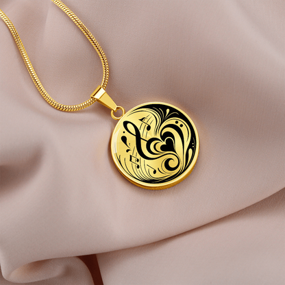 Heart of Music Circle Pendant Necklace