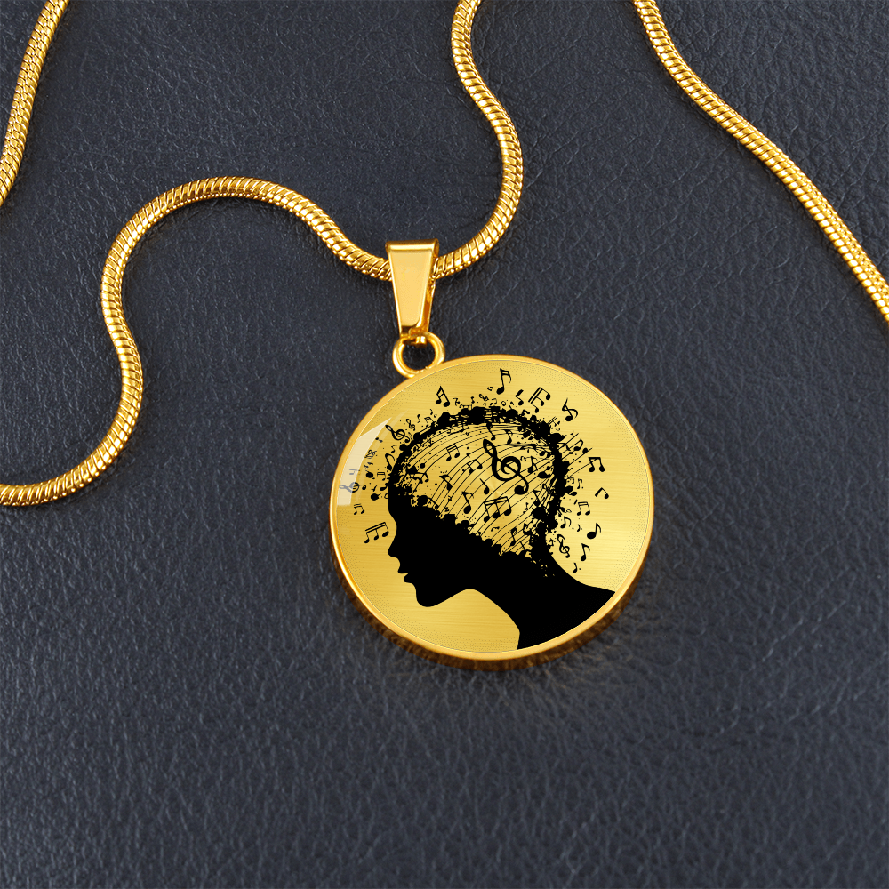 Music In My Min Engraved Circle Necklace