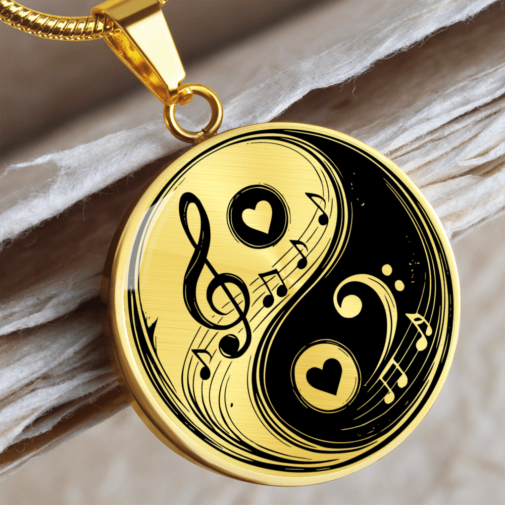 Yin Yang Music & Love Necklace – Treble & Bass Clef Pendant