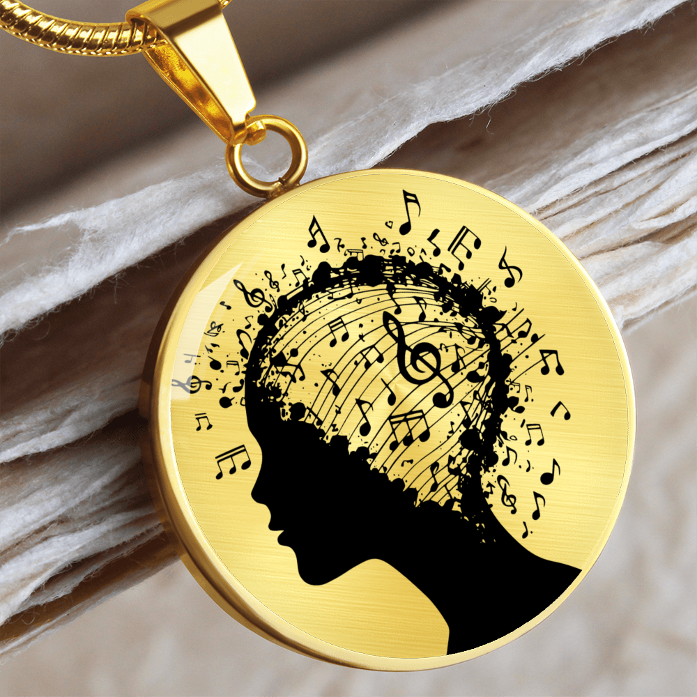 Music In My Min Engraved Circle Necklace