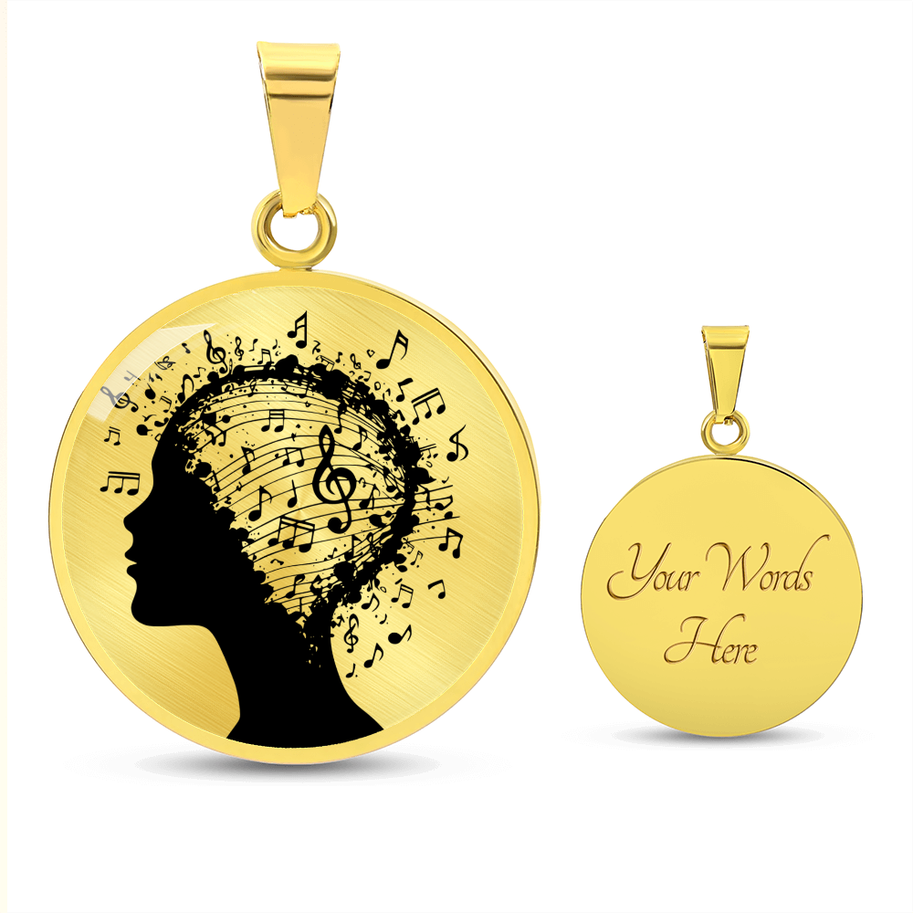 Music In My Min Engraved Circle Necklace