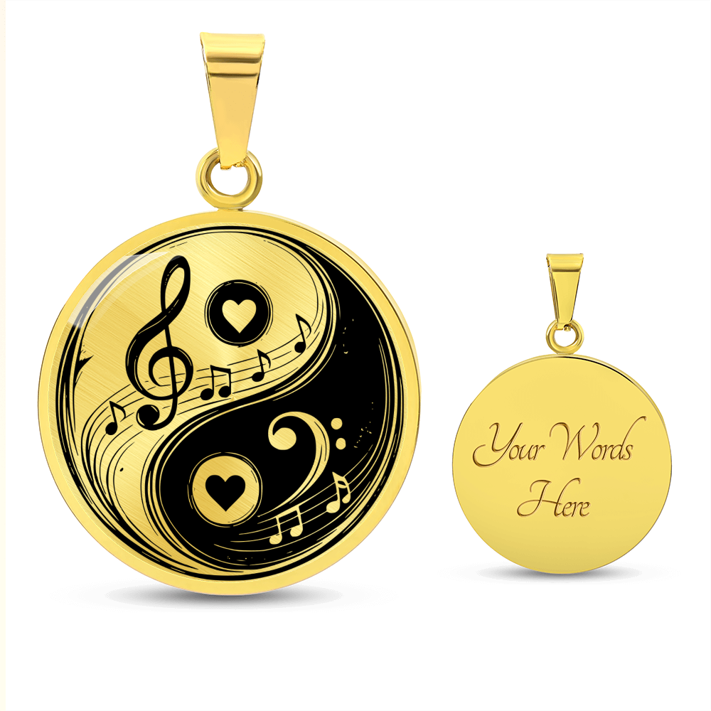 Yin Yang Music & Love Necklace – Treble & Bass Clef Pendant