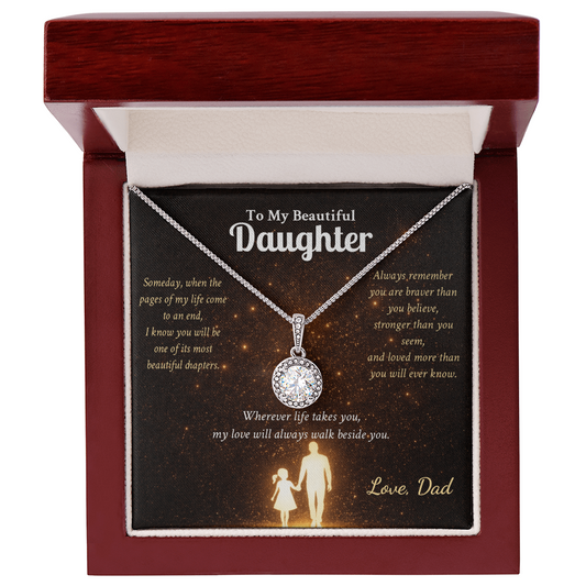 To My Daughter Forever Heart Necklace Gift from Dad