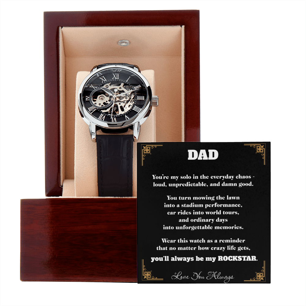 Rockstar Dad Automatic Skeleton Watch