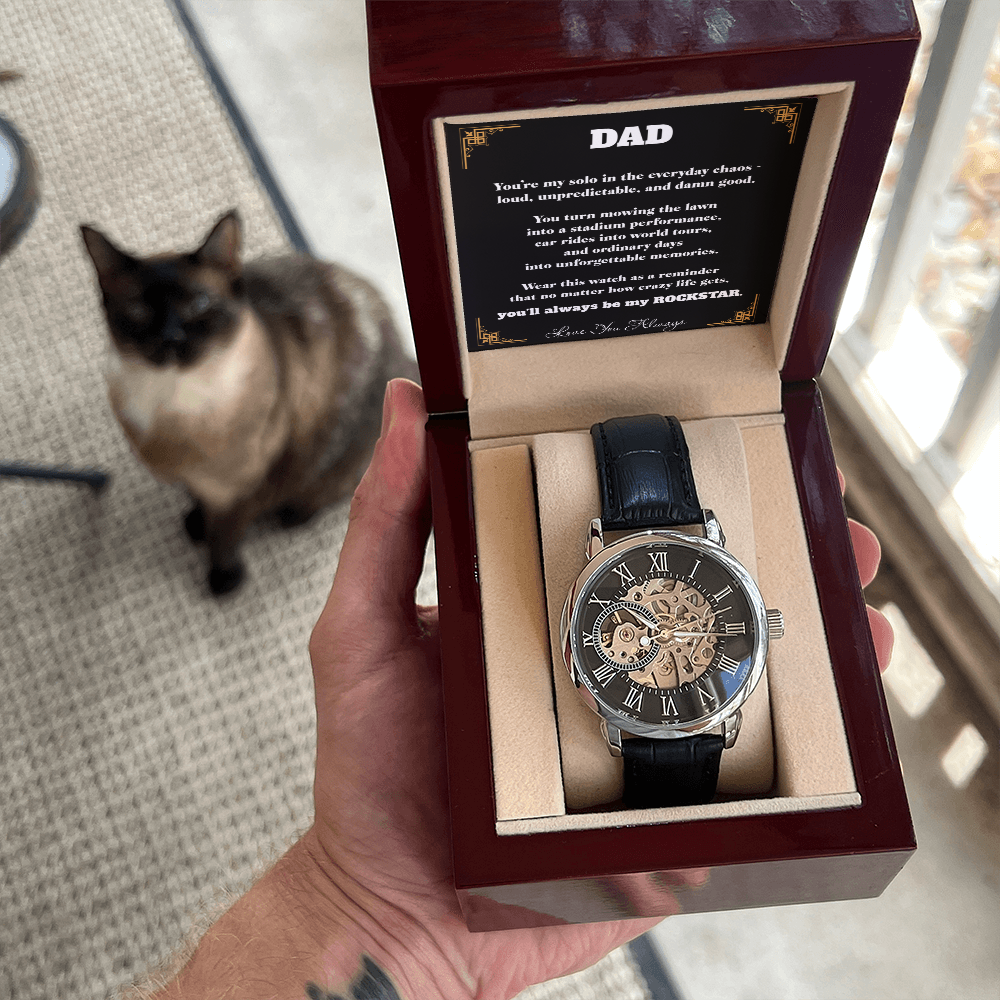 Rockstar Dad Automatic Skeleton Watch