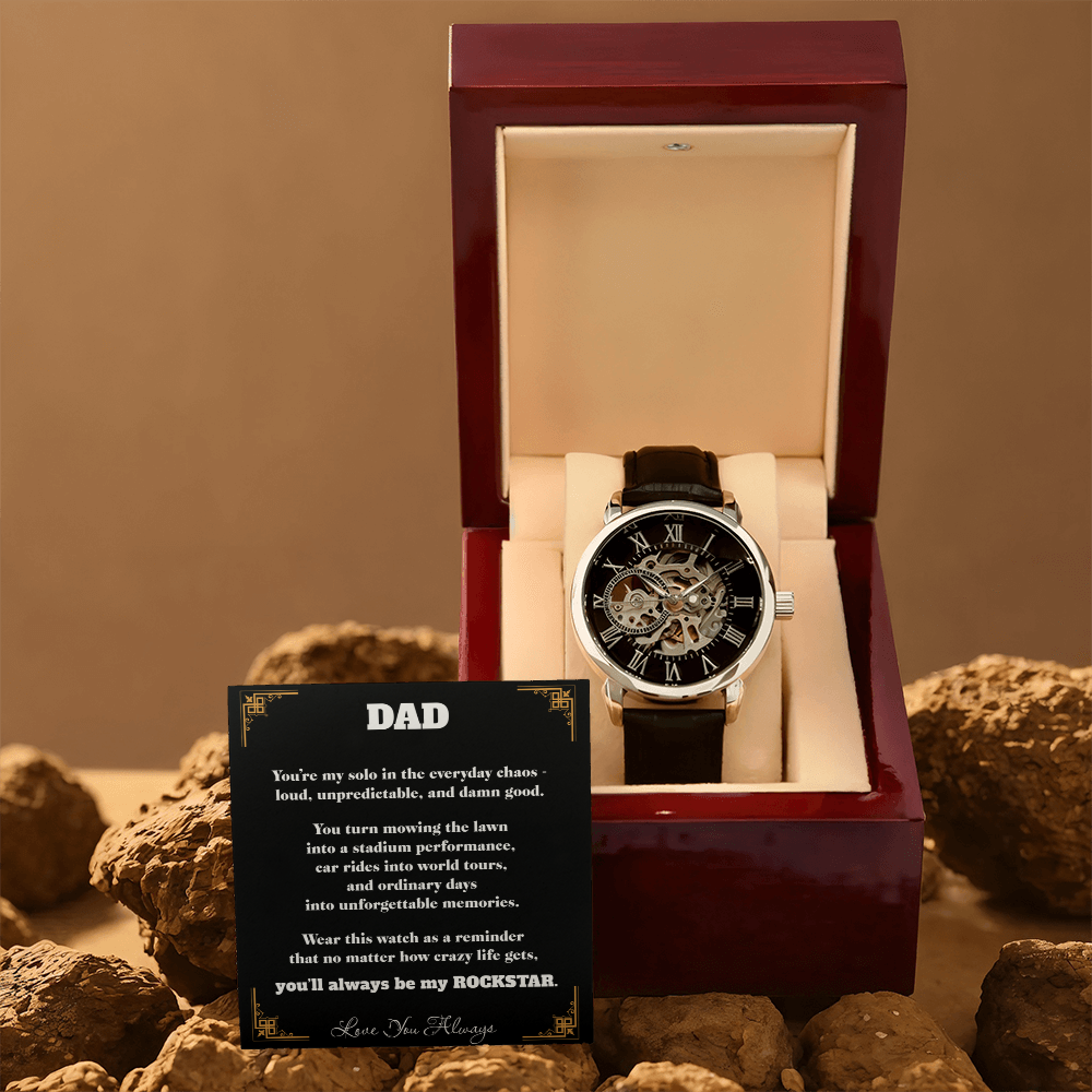 Rockstar Dad Automatic Skeleton Watch