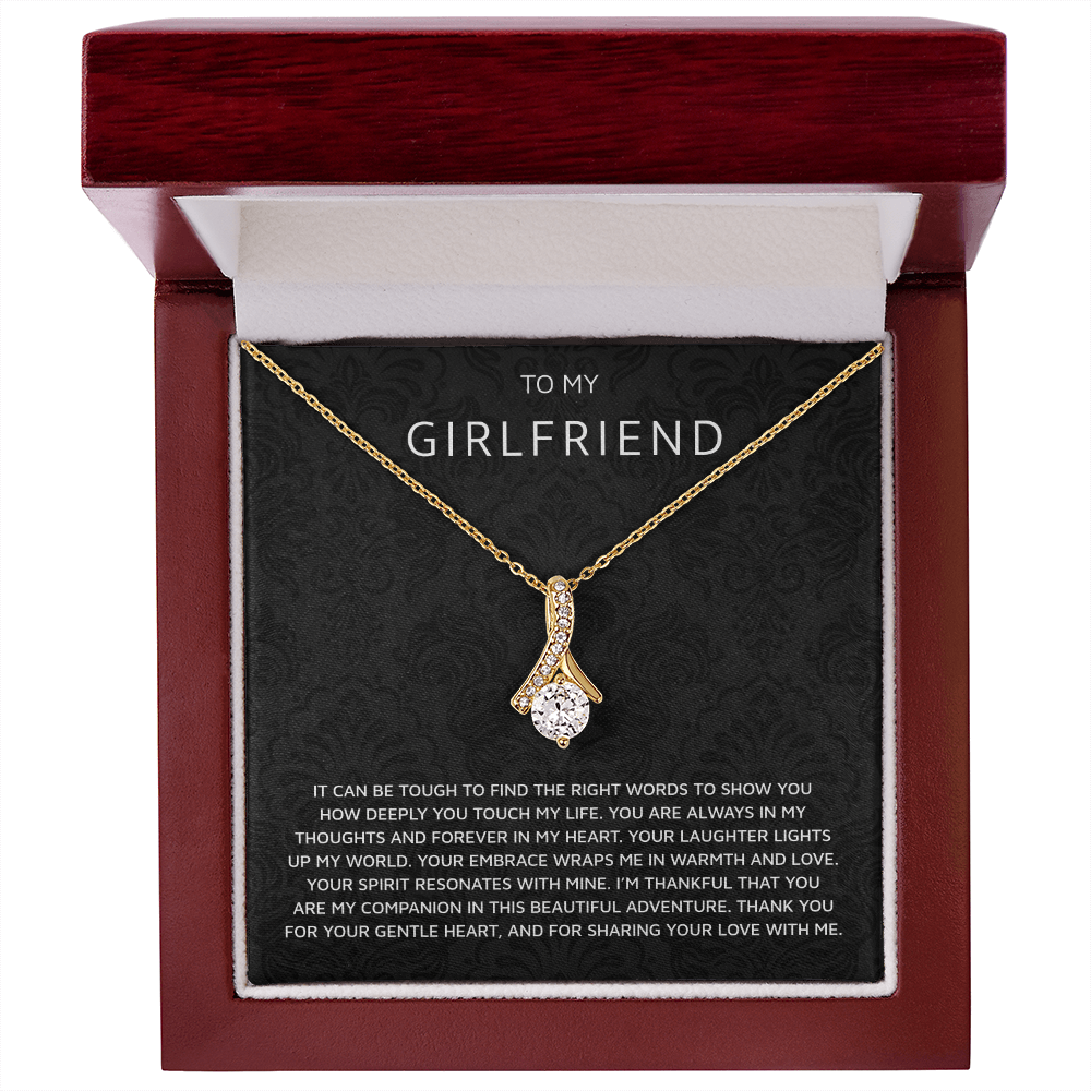 To My Girlfriend Necklace – Romantic Gift with Message Card & Gift Box