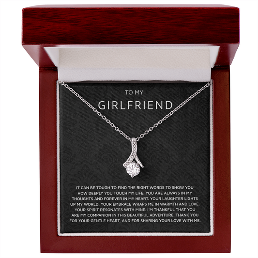 To My Girlfriend Necklace – Romantic Gift with Message Card & Gift Box