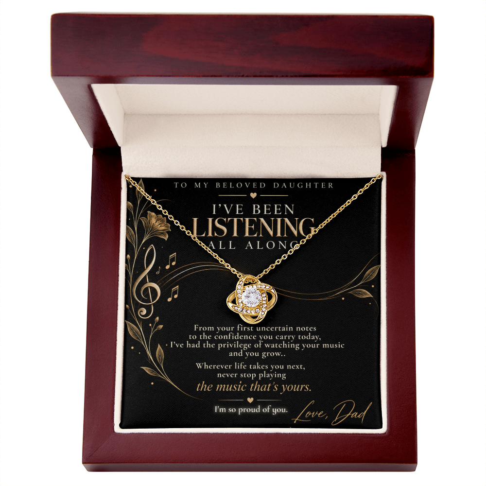 To My Musician Daughter Forever Love Necklace from Dad with music message card and gift box