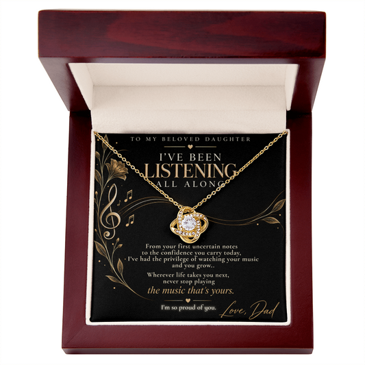 To My Musician Daughter Forever Love Necklace from Dad with music message card and gift box