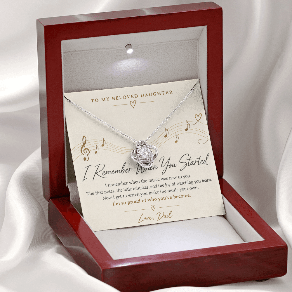 To My Daughter – I Remember When You Started Love Knot Necklace