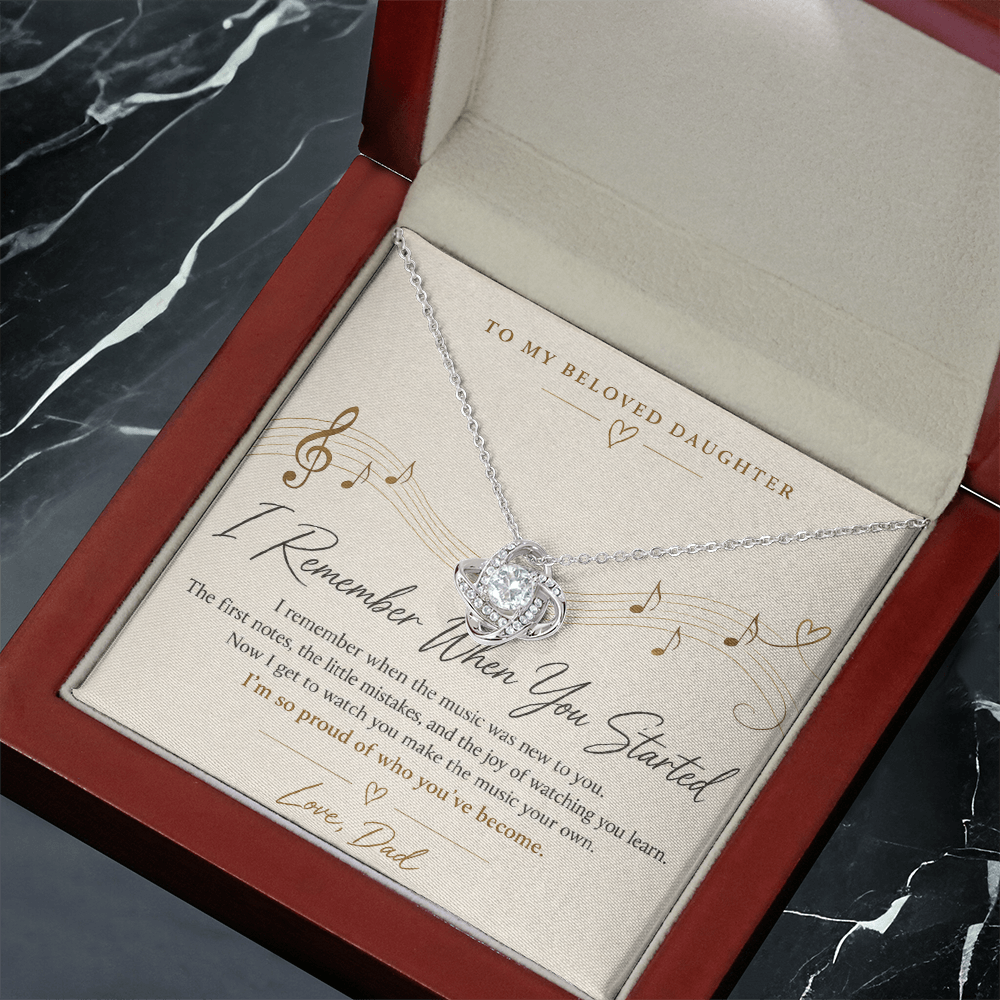 To My Daughter – I Remember When You Started Love Knot Necklace