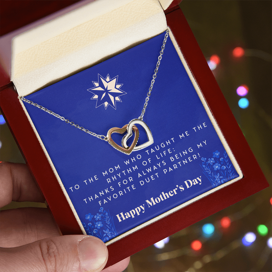 Rhythm of Life Mom Necklace – Interlocking Hearts Mother’s Day Gift