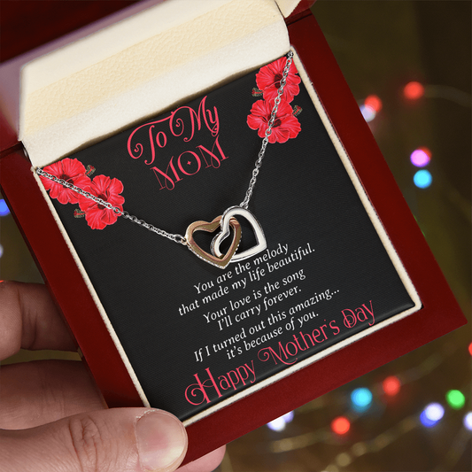 To My Mom – Melody of Love Interlocking Hearts Necklace