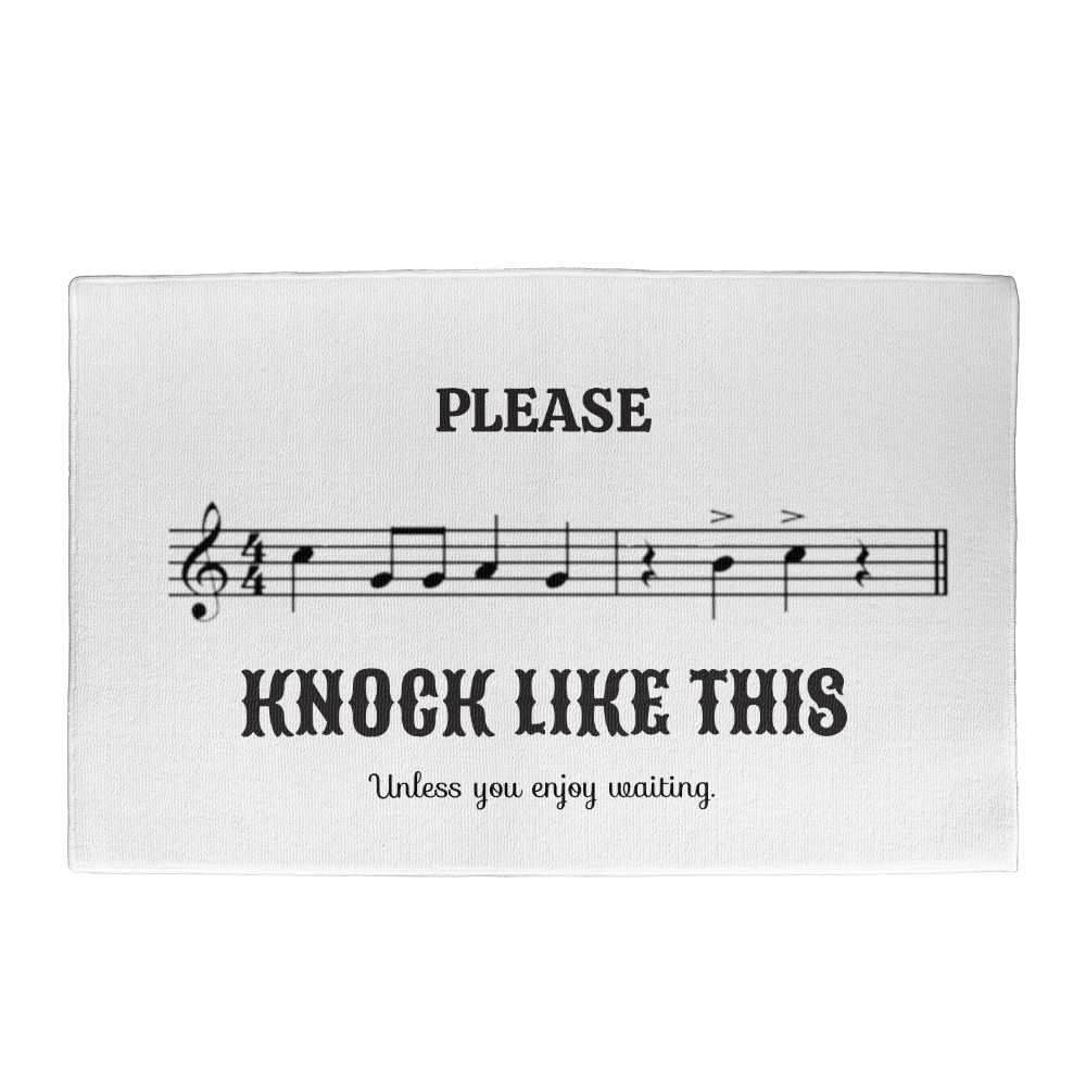 Funny Music Lover Doormat – Please Knock Like This Musical Welcome Mat