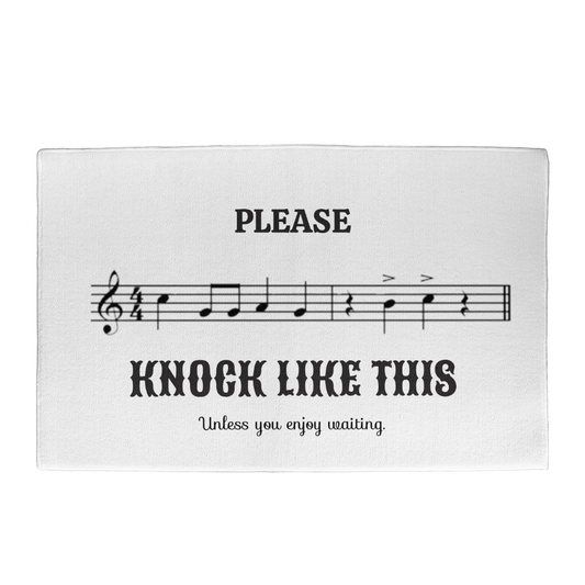 Funny Music Lover Doormat – Please Knock Like This Musical Welcome Mat