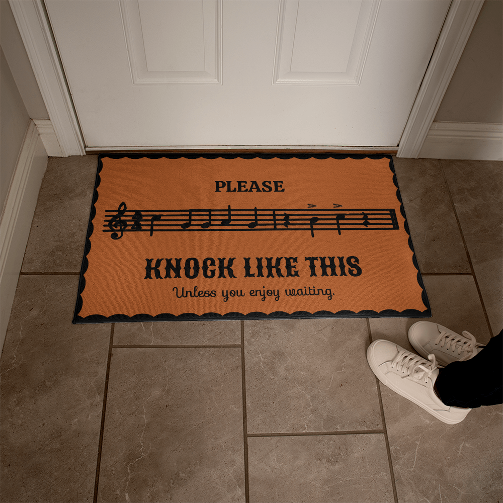Funny Music Lover Doormat – Please Knock Like This Welcome Mat