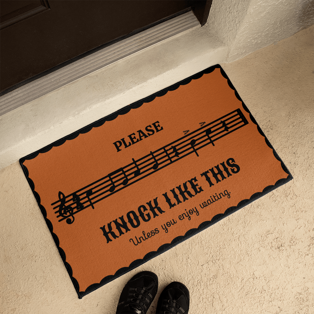 Funny Music Lover Doormat – Please Knock Like This Welcome Mat