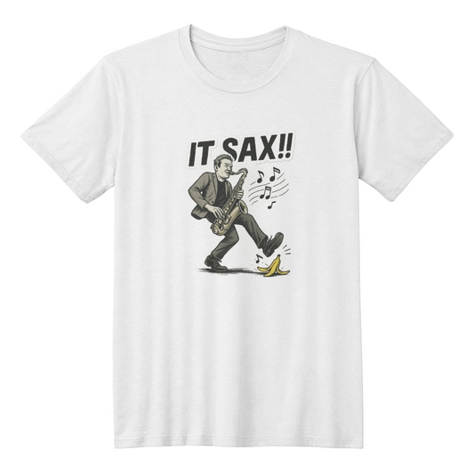 IT SAX!! Funny Saxophone T-Shirt for Musicians & Jazz Lovers