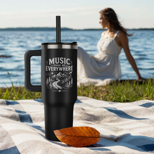 Music Took Me Everywhere Travel Tumbler
