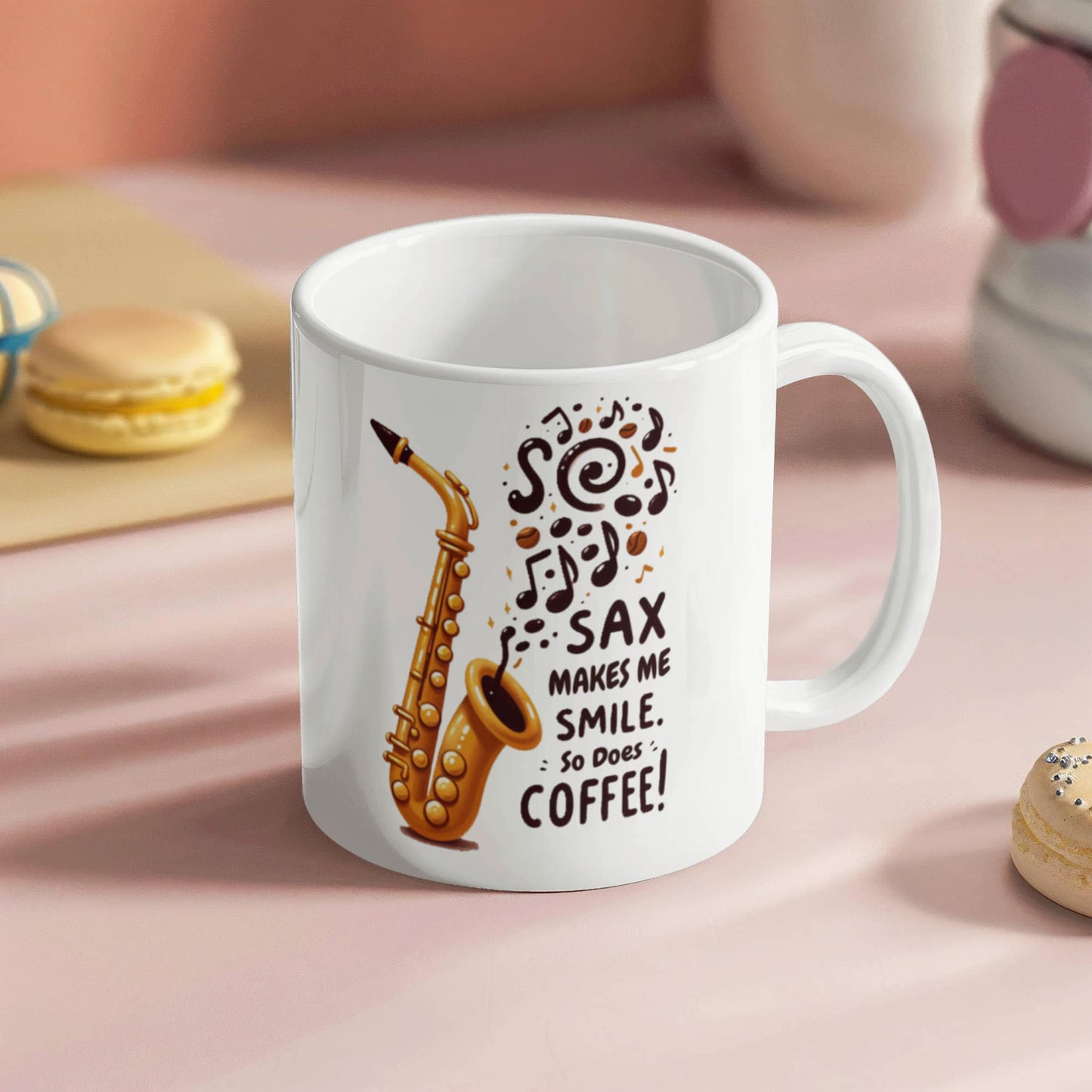 Sax Makes Me Smile Coffee Mug – Funny Saxophone Gift for Musicians & Coffee Lovers