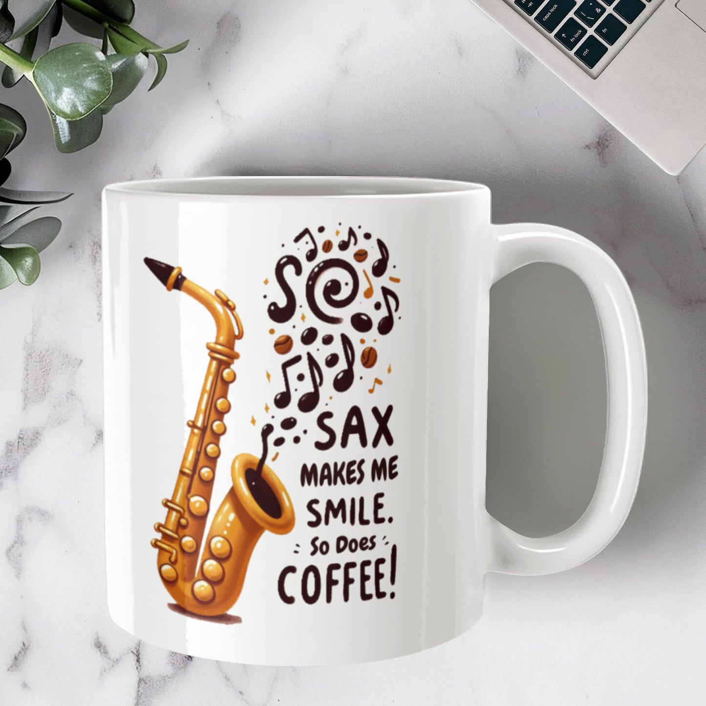 Sax Makes Me Smile Coffee Mug – Funny Saxophone Gift for Musicians & Coffee Lovers