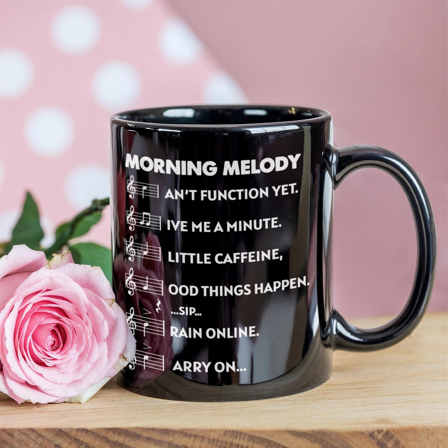 Morning Melody Mug – Funny Music Coffee Cup (Black & White, 11oz & 15oz)