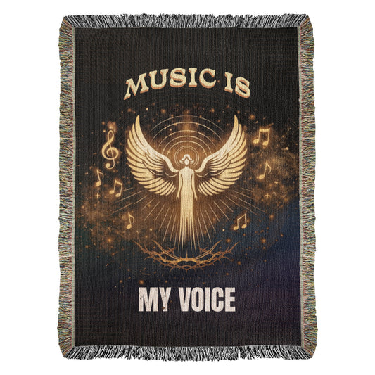 Music Is My Voice Angel Woven Blanket