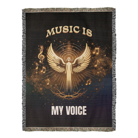 Music Is My Voice Angel Woven Blanket