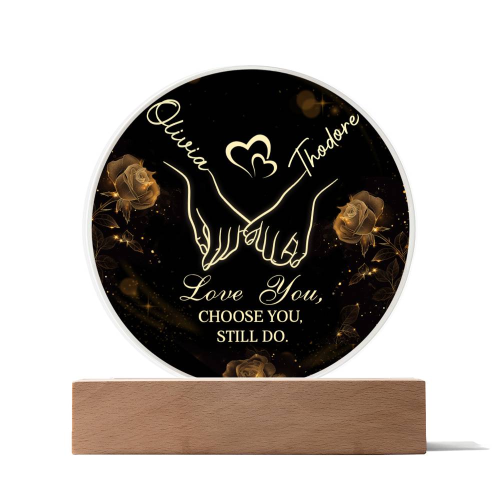 Two Names, One Heart – Personalized Acrylic Circle Plaque with Couple Names
