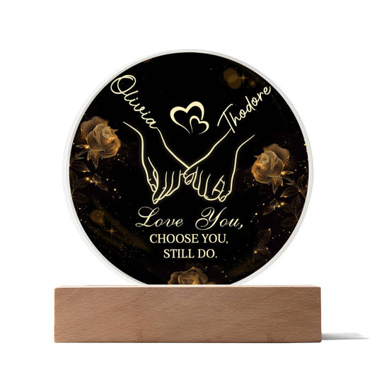 Two Names, One Heart – Personalized Acrylic Circle Plaque with Couple Names