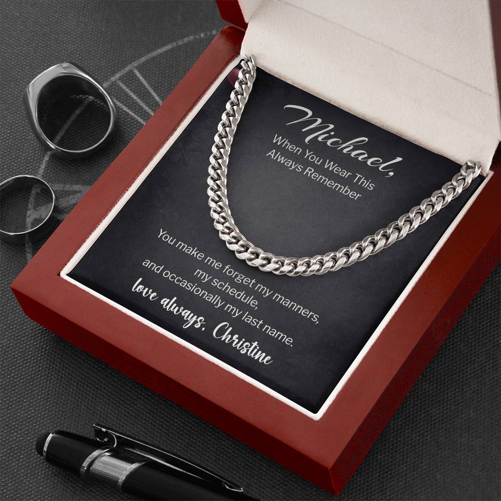 Personalized Message Card – Cuban Chain – Luxury Box – Forget My Manners