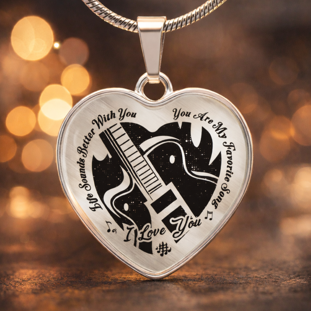 Life Sounds Better With You Personalized Guitar Necklace