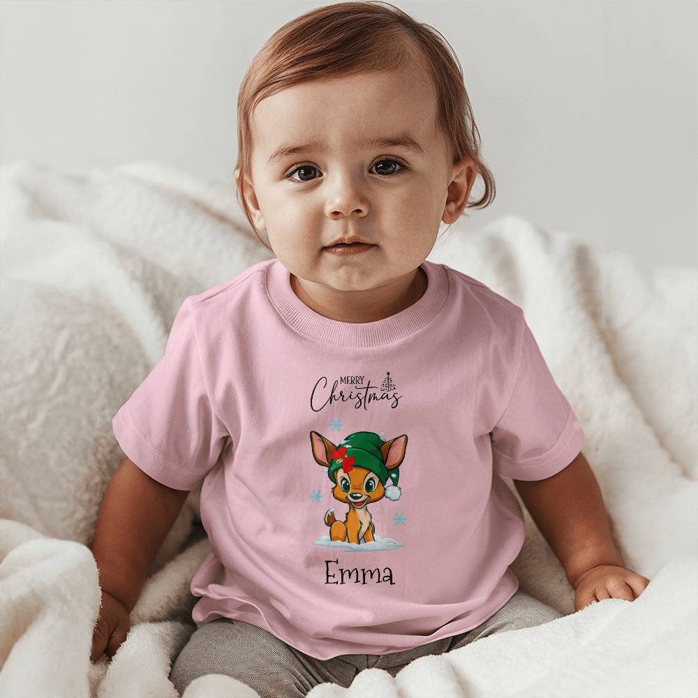 Little Reindeer Buddy Personalized Baby Jersey Tee