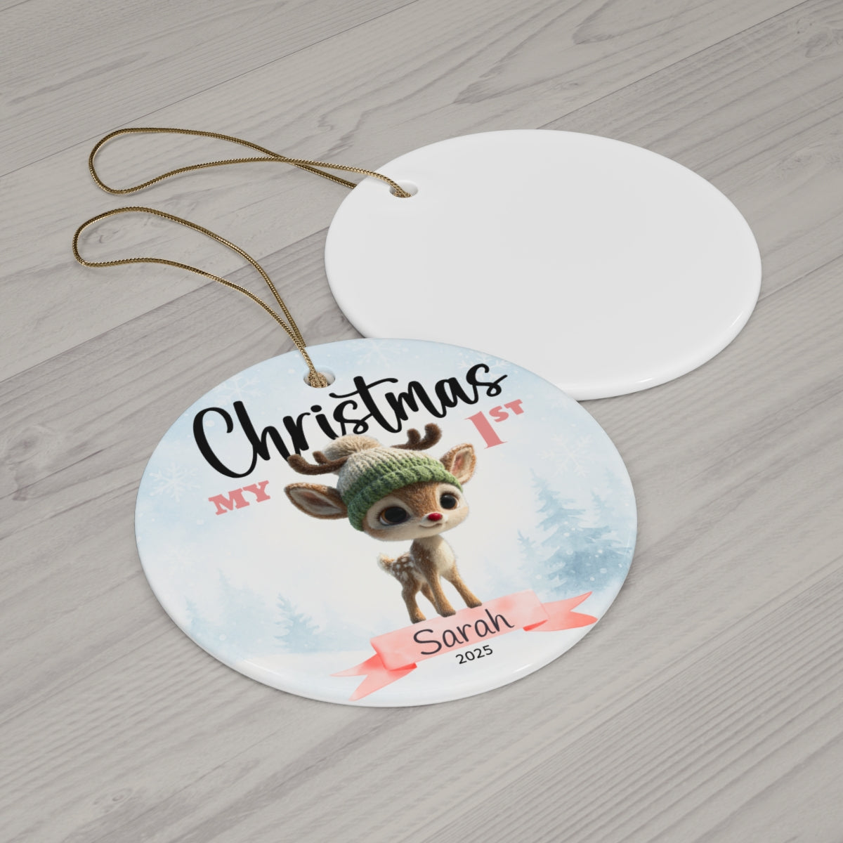 Sweet Winter Deer - Personalized Baby’s First Christmas Ornament
