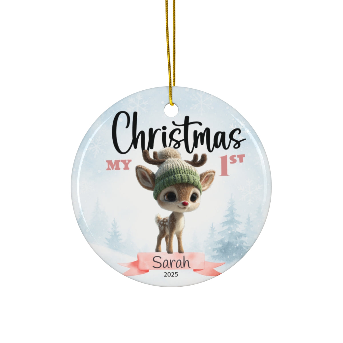 Sweet Winter Deer - Personalized Baby’s First Christmas Ornament